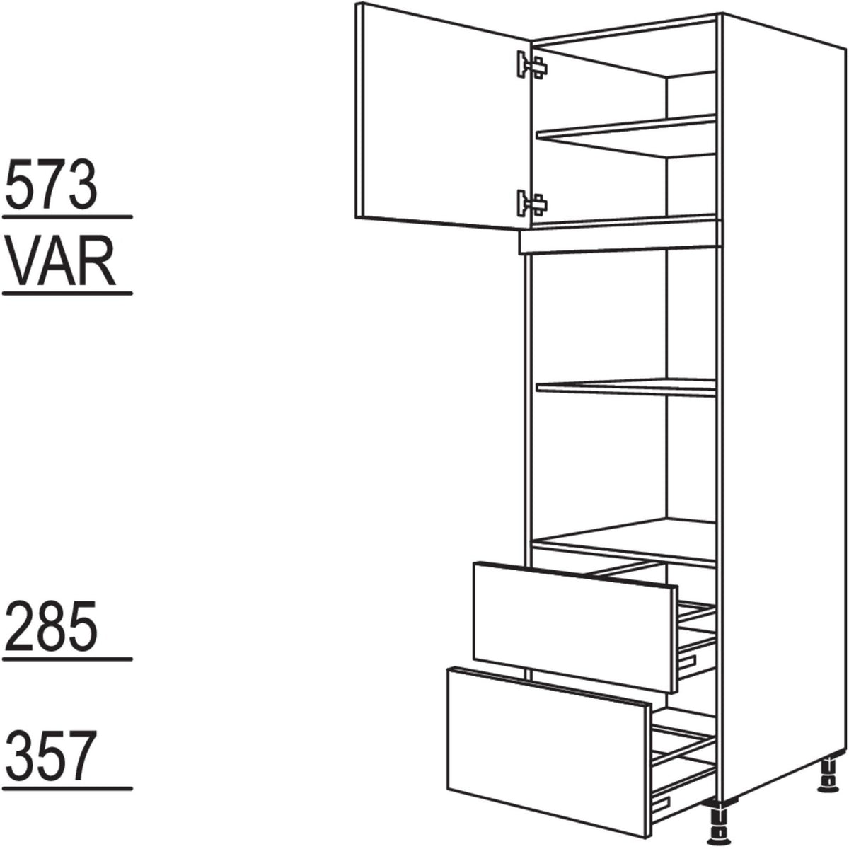 Nobilia XL-Geraete-Umbau fuer Mikrowelle und Dampfgarer - Kompaktgeraet GMDK2A-2X 42734