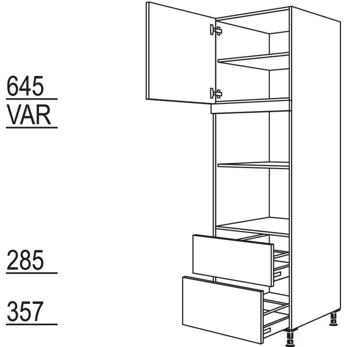 Nobilia XL-Geraete-Umbau fuer Mikrowelle und Dampfgarer - Kompaktgeraet GMDK2A-3X 52734