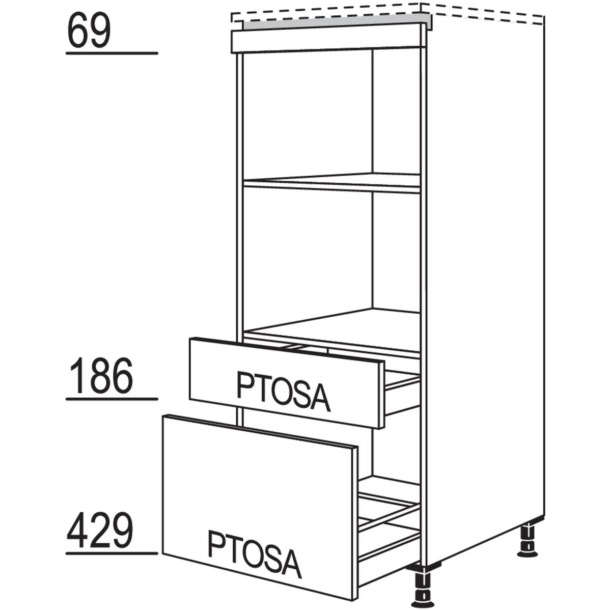 nobilia XL-Geraete-Umbau fuer Mikrowelle und Dampfgarer - Kompaktgeraet LGMDKS-X 53418