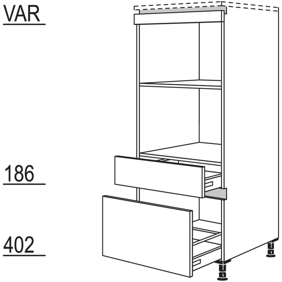 Nobilia XL-Geraete-Umbau fuer Mikrowelle und Dampfgarer - Kompaktgeraet NGMDKS-X 53350