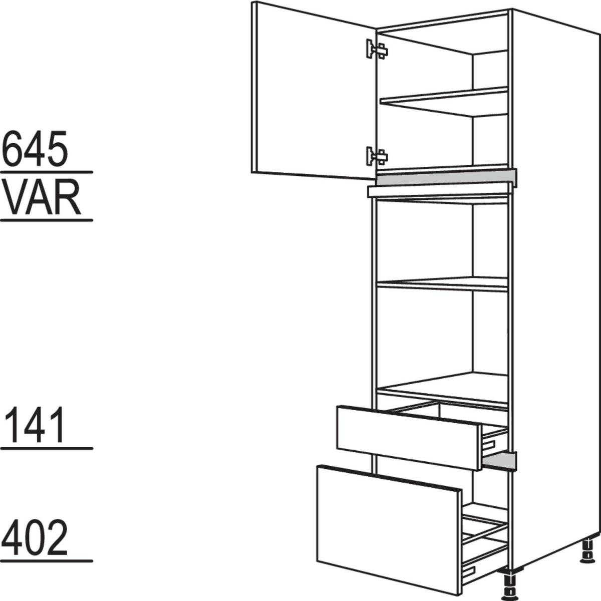 Nobilia XL-Geraete-Umbau fuer Mikrowelle und Dampfgarer - Kompaktgeraet NGMDKSA-2X 42327