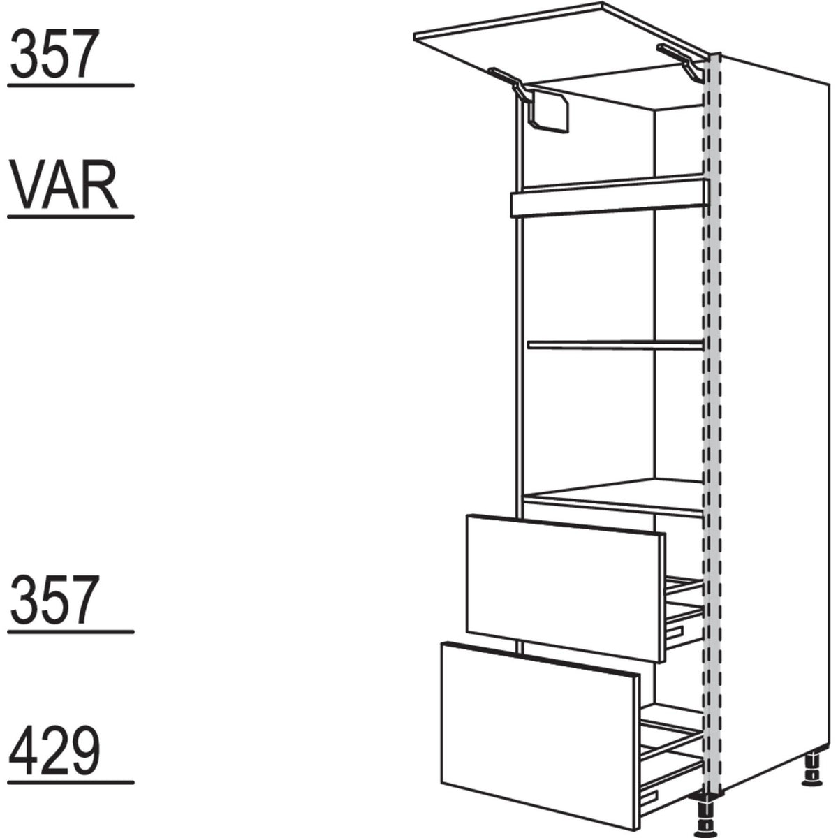 Nobilia XL-Geraete-Umbau fuer Mikrowelle und Dampfgarer - Kompaktgeraet NGSMDK2A-1X 34937