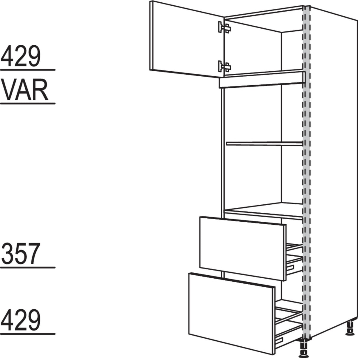 Nobilia XL-Geräte-Umbau für Mikrowelle und Dampfgarer - Kompaktgerät NGSMDK2A-2X 45937