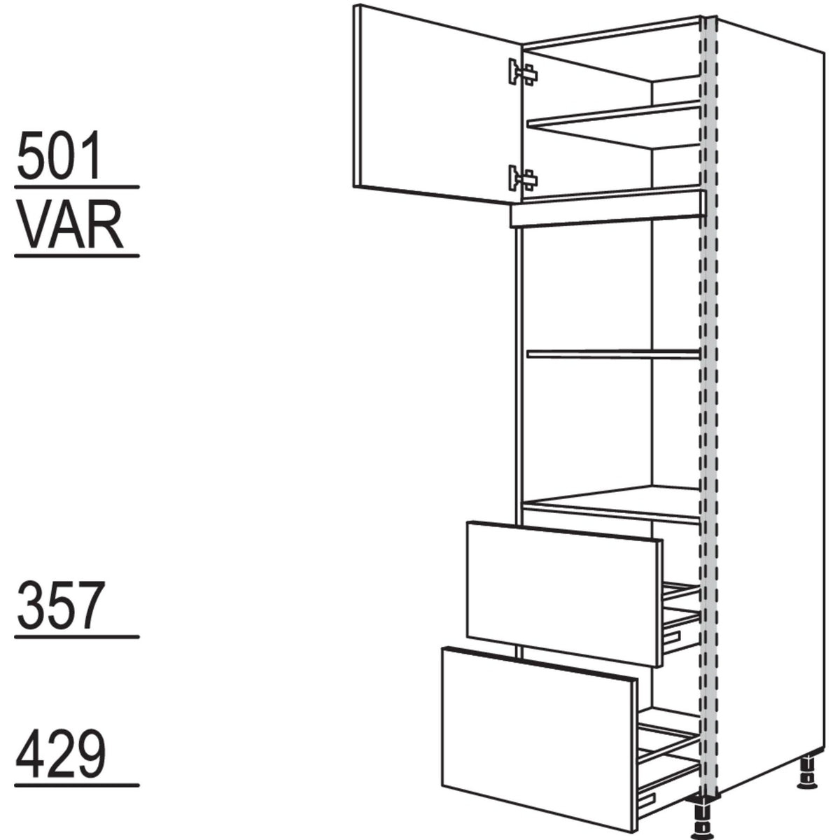Nobilia XL-Geraete-Umbau fuer Mikrowelle und Dampfgarer - Kompaktgeraet NGSMDK2A-3X 56937
