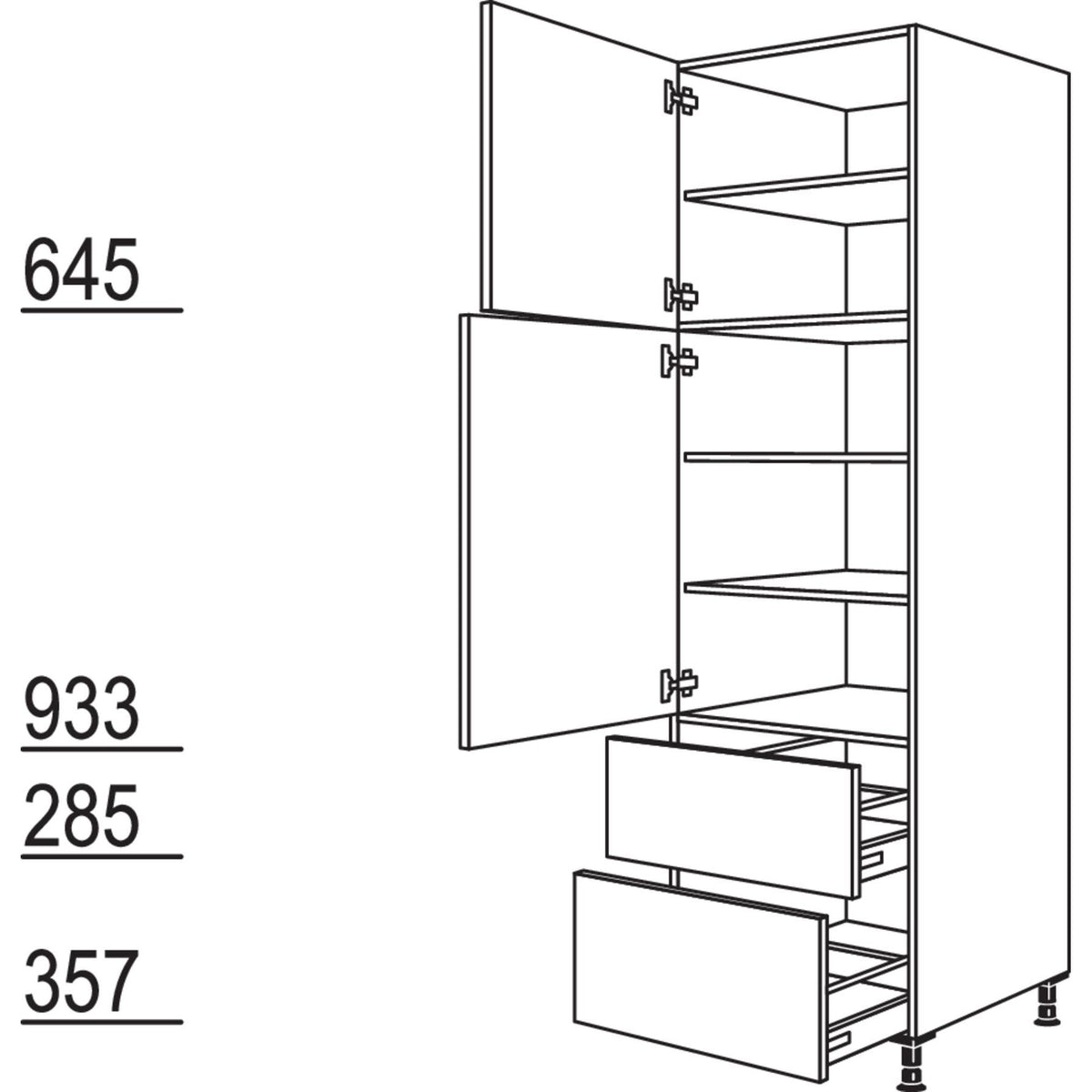 Nobilia XL-Geschirr-- Vorratsschrank H2A40-3X 53218
