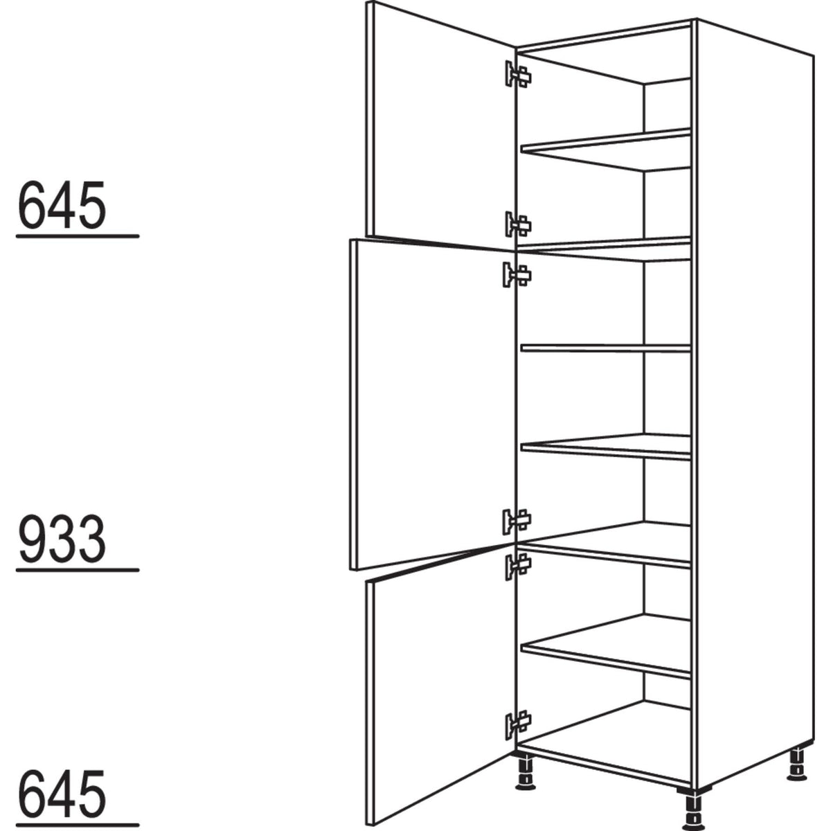 Nobilia XL-Geschirr-- Vorratsschrank H50-3X 53211