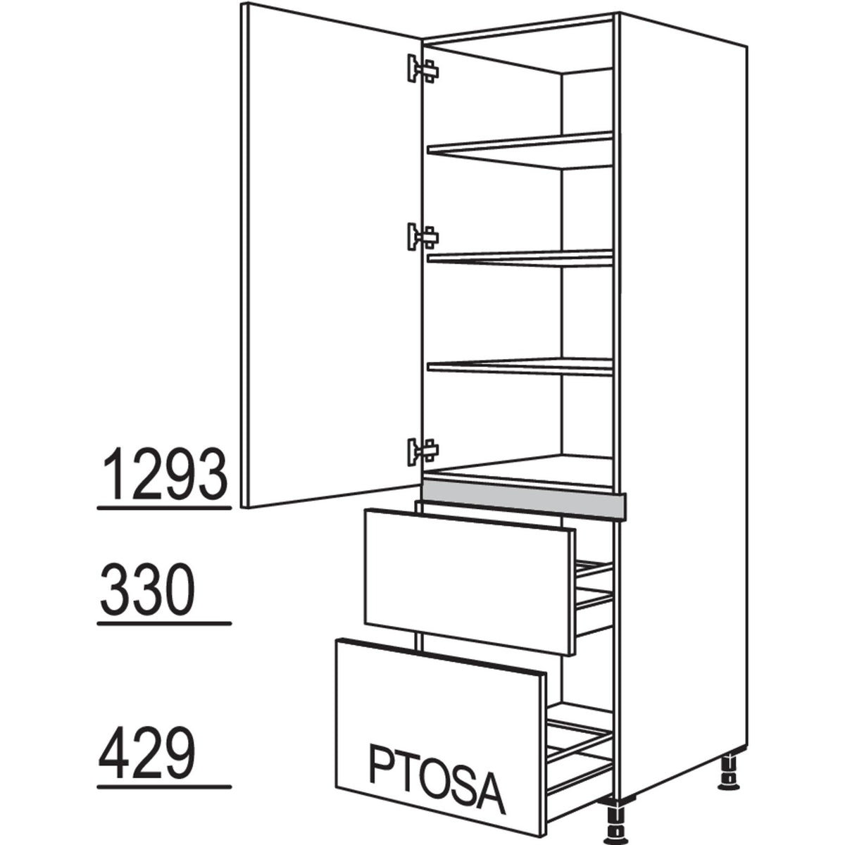 nobilia XL-Geschirr-- Vorratsschrank LH2A60-1X 32319