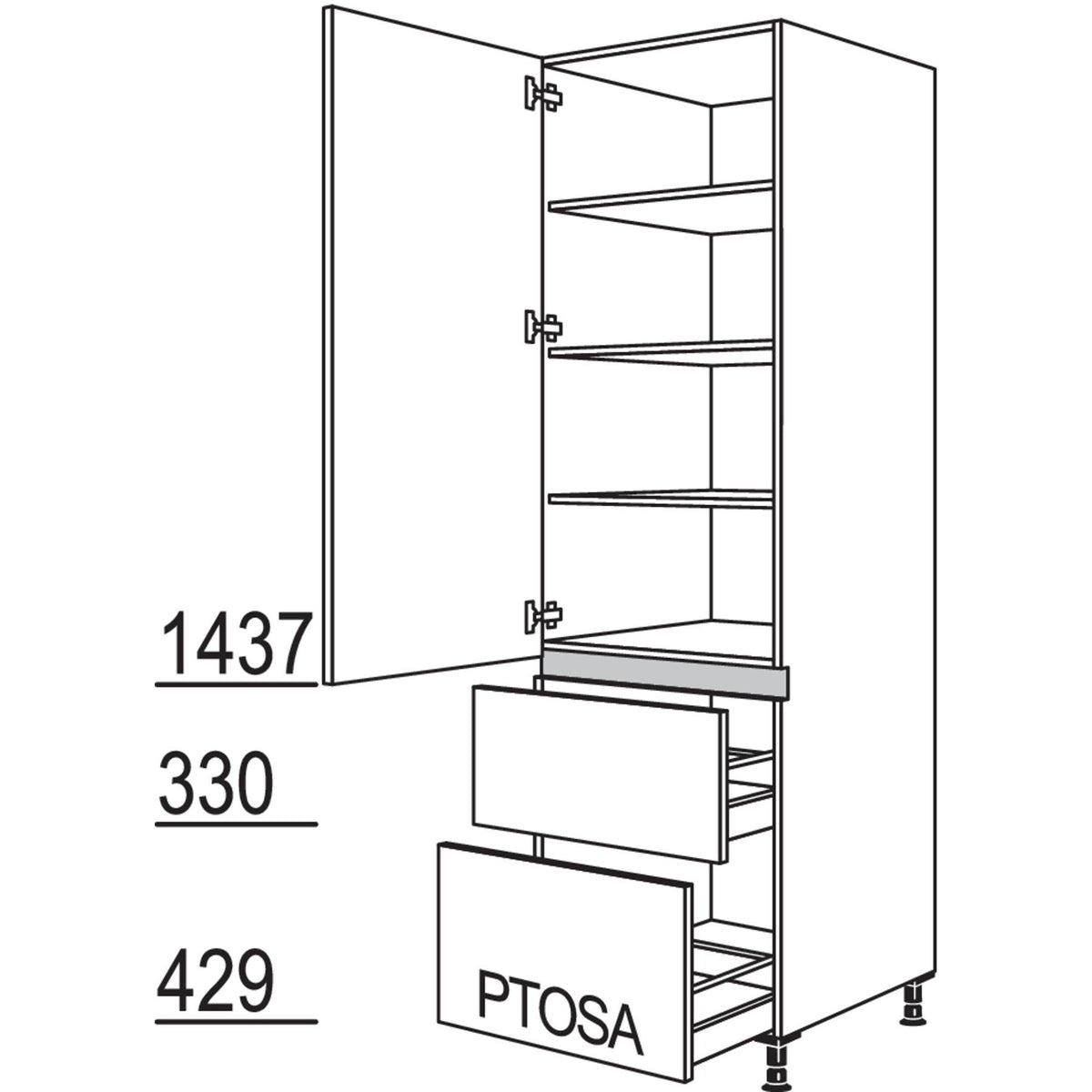 nobilia XL-Geschirr-- Vorratsschrank LH2A60-3X 53319