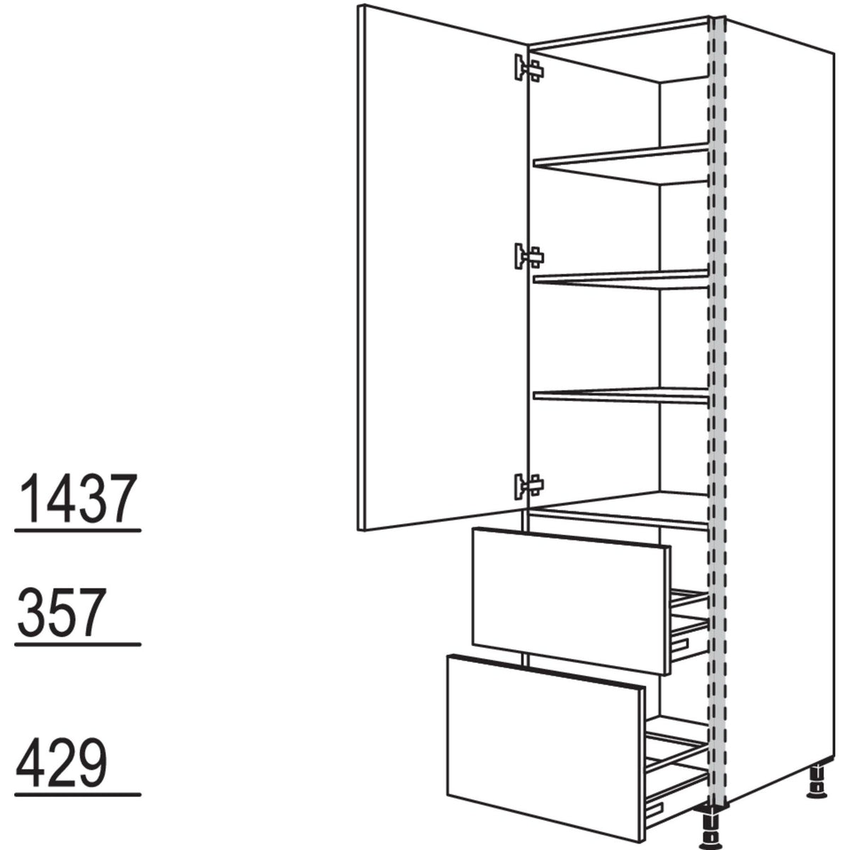 Nobilia XL-Geschirr-- Vorratsschrank NHS2A30-3X 56906