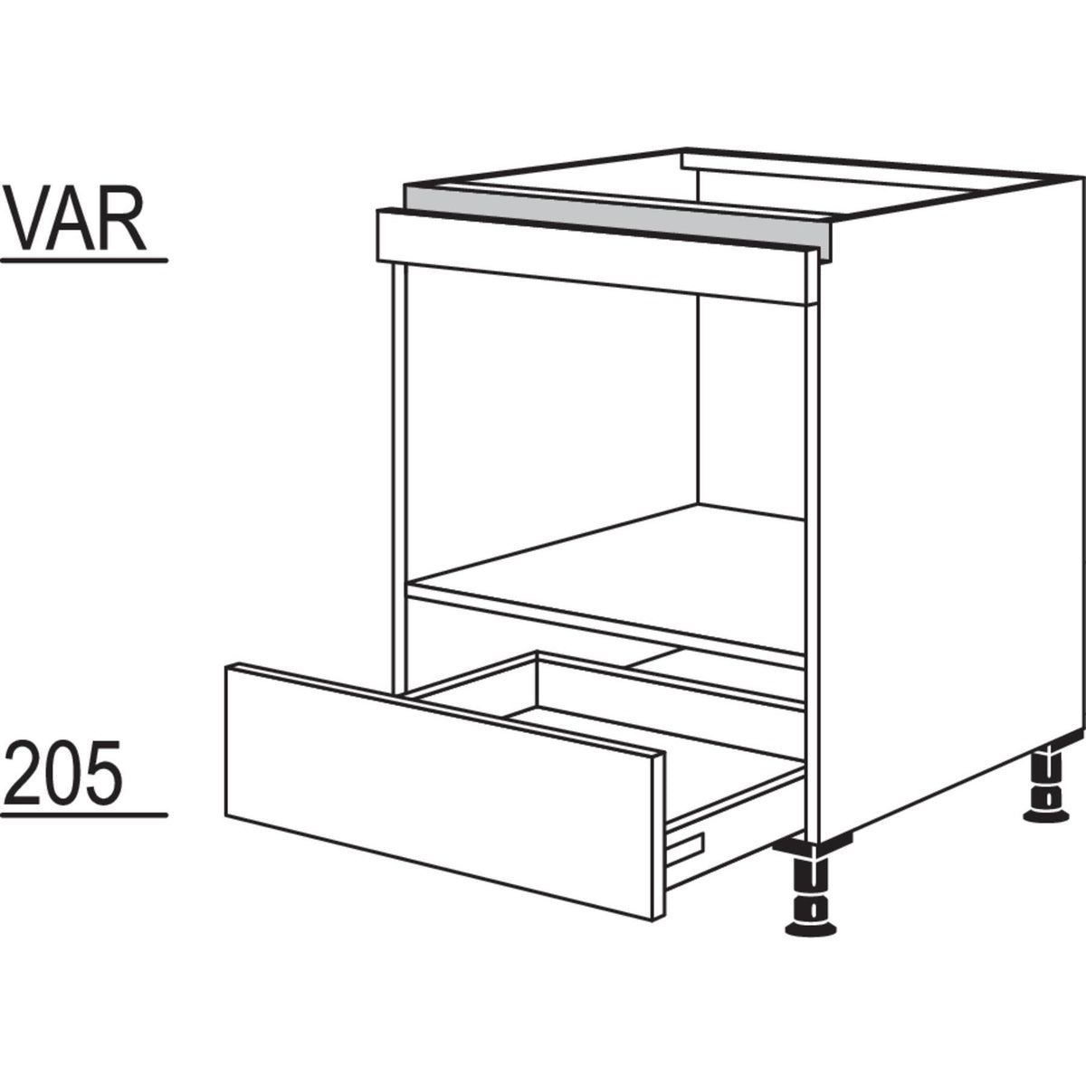 Nobilia XL-Herd-Umbauschrank für Mikrowellen-Geräte- Dampfgarer oder NHUM60-X 56323