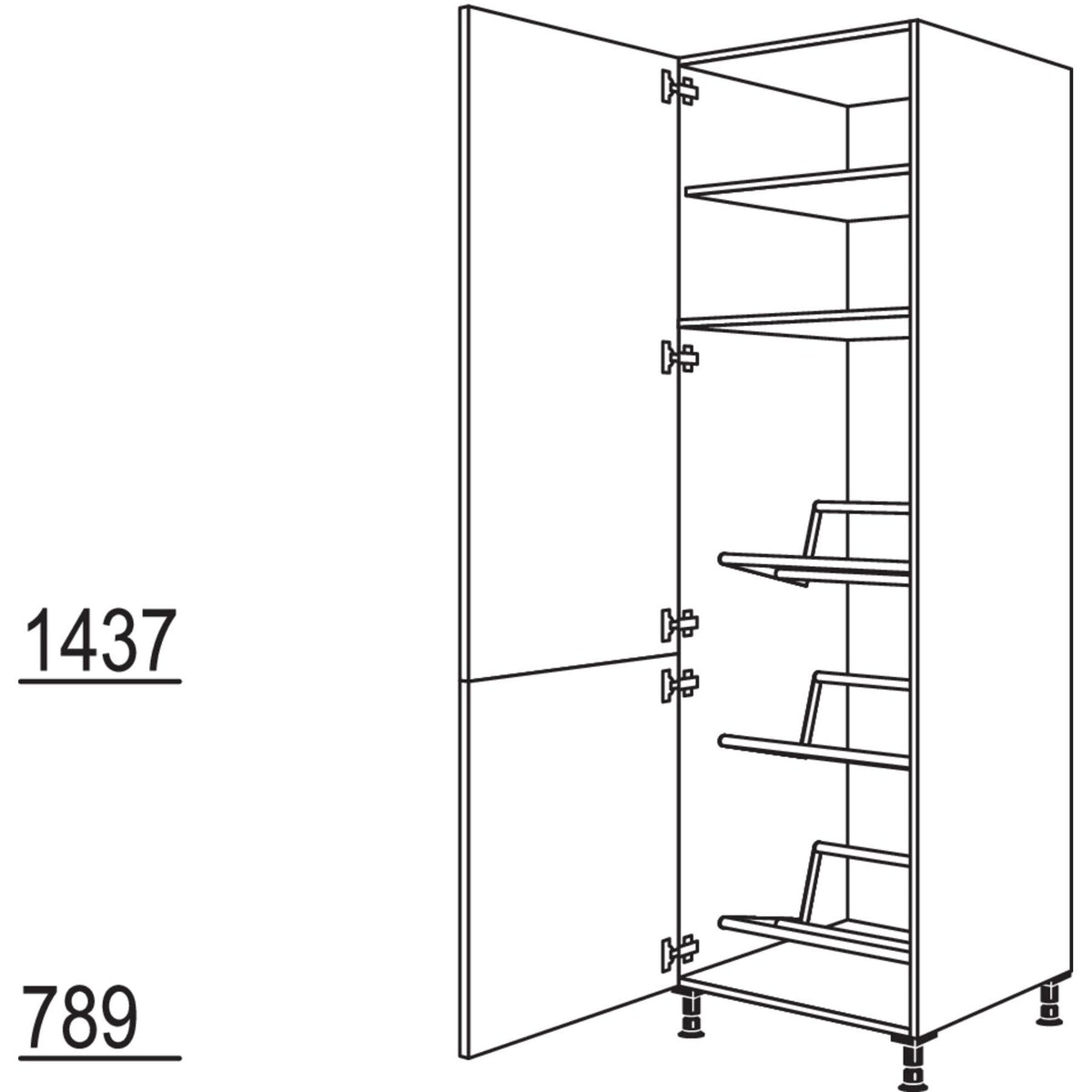 Nobilia XL-Hochschrank fuer Getraenkekisten HDGTK60-3X 53277