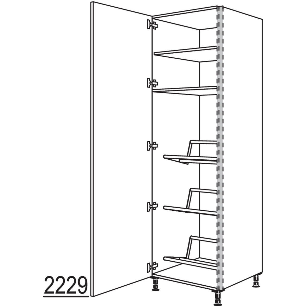 nobilia XL-Hochschrank fuer Getraenkekisten NHSGTKF60-3X 56956