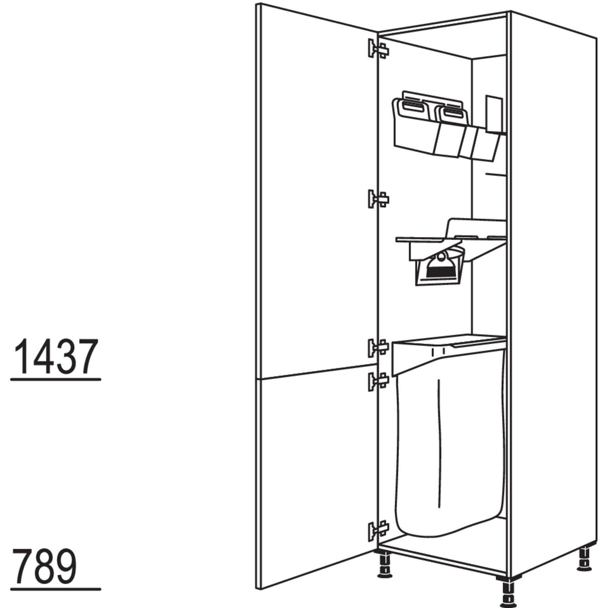 Nobilia XL-Hochschrank mit Ordnungssystem Laundry-Area HDOS60-3X 50242
