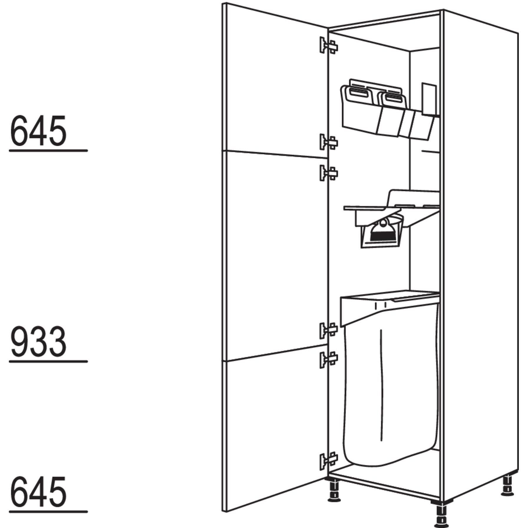 Nobilia XL-Hochschrank mit Ordnungssystem Laundry-Area HOS60-3X 50240