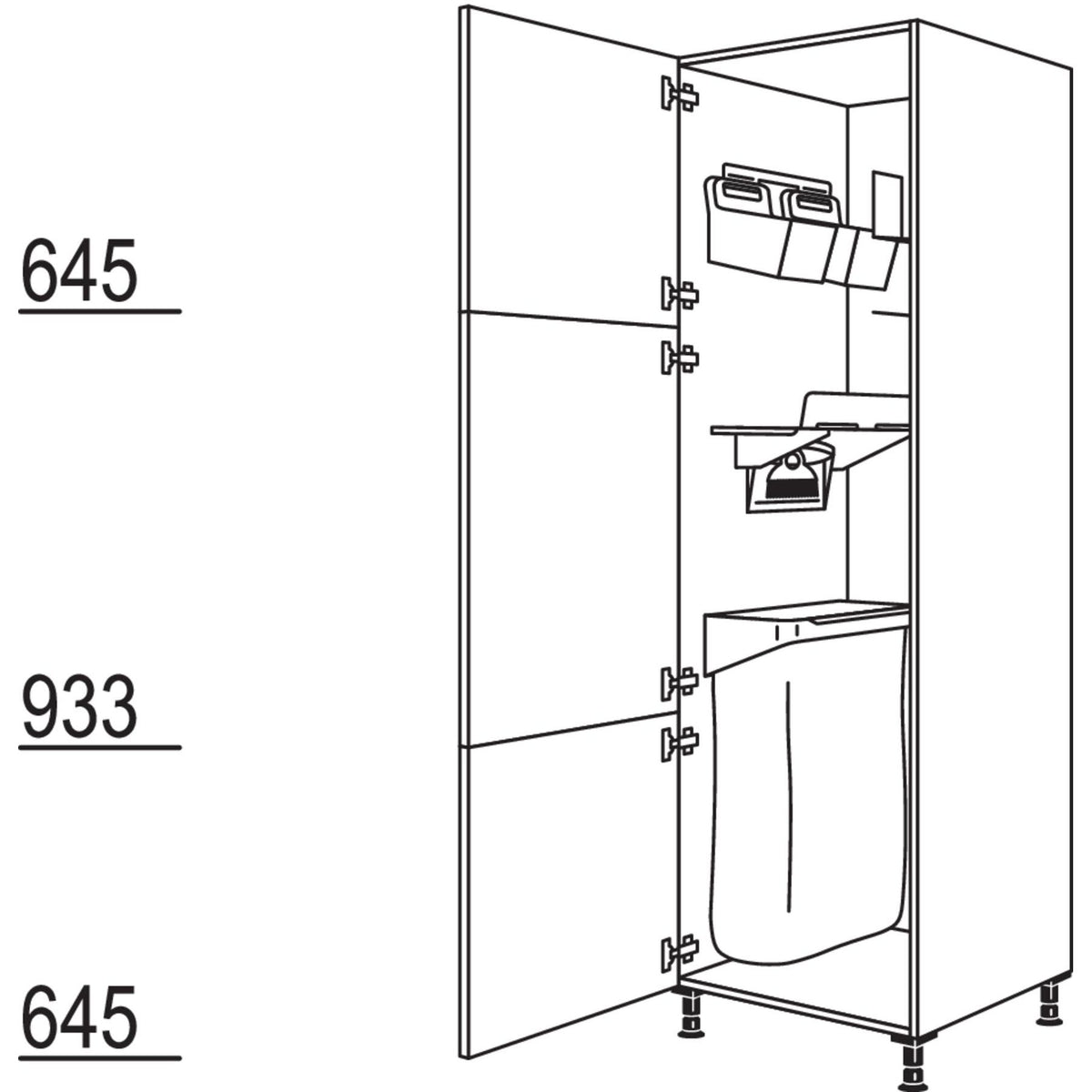 Nobilia XL-Hochschrank mit Ordnungssystem Laundry-Area HOS50-3X 50239