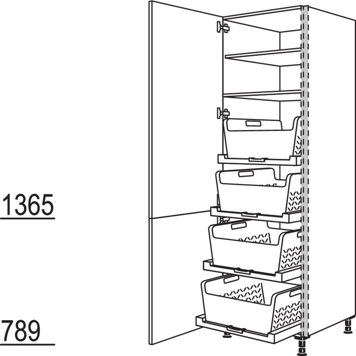 Nobilia XL-Hochschrank mit Wäschekorb- Tablar Laundry-Area NHSWTAB60-2X 45917