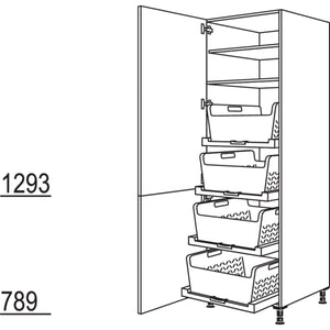 Nobilia XL-Hochschrank mit Waeschekorb-Tablar Laundry-Area HDWTAB60-1X 30262