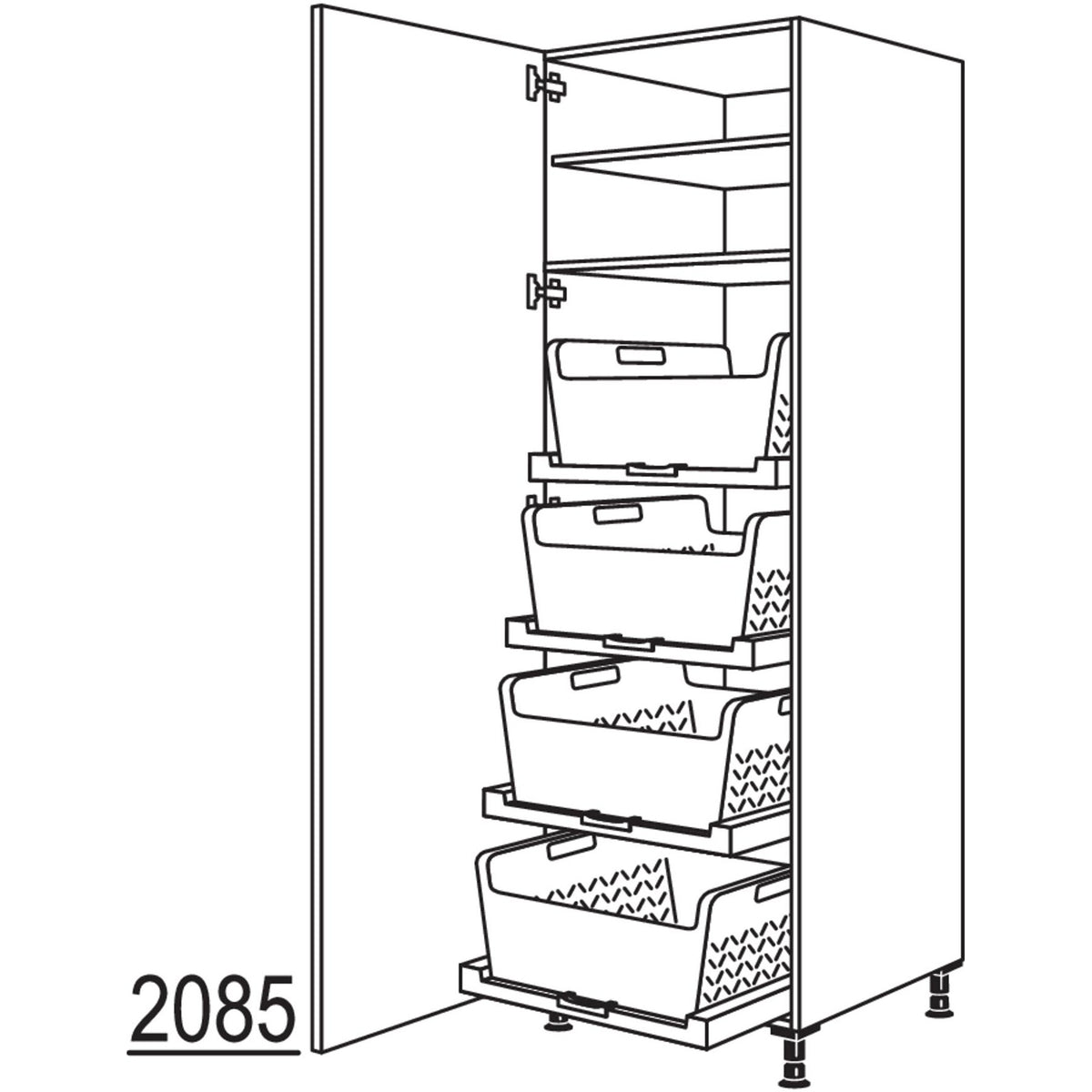 nobilia XL-Hochschrank mit Waeschekorb-Tablar Laundry-Area HWTABF60-1X 32246