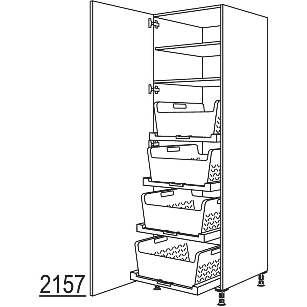 nobilia XL-Hochschrank mit Waeschekorb-Tablar Laundry-Area HWTABF60-2X 40272