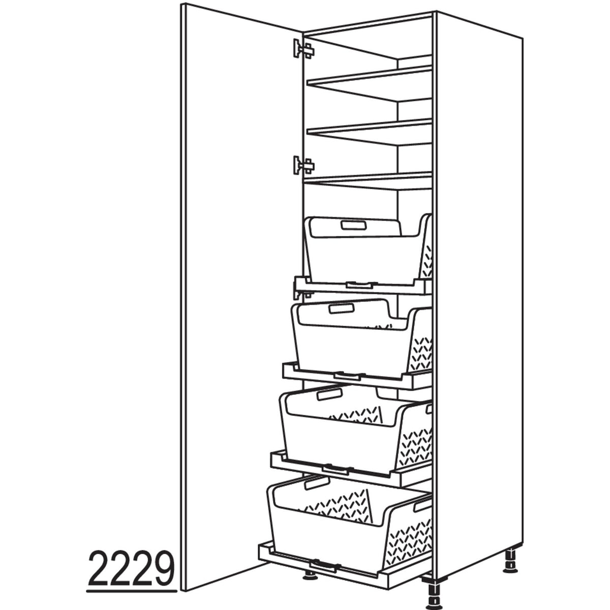 nobilia XL-Hochschrank mit Waeschekorb-Tablar Laundry-Area HWTABF60-3X 53207