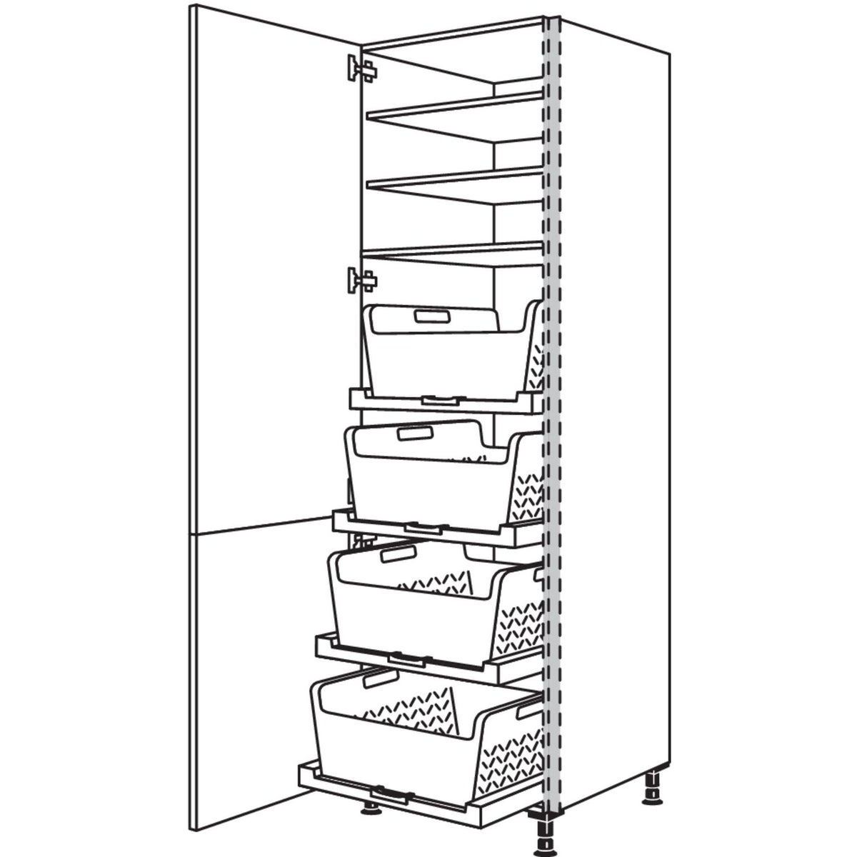 Nobilia XL-Hochschrank mit Waeschekorb-Tablar Laundry-Area NHSWTAB60-3X 56917