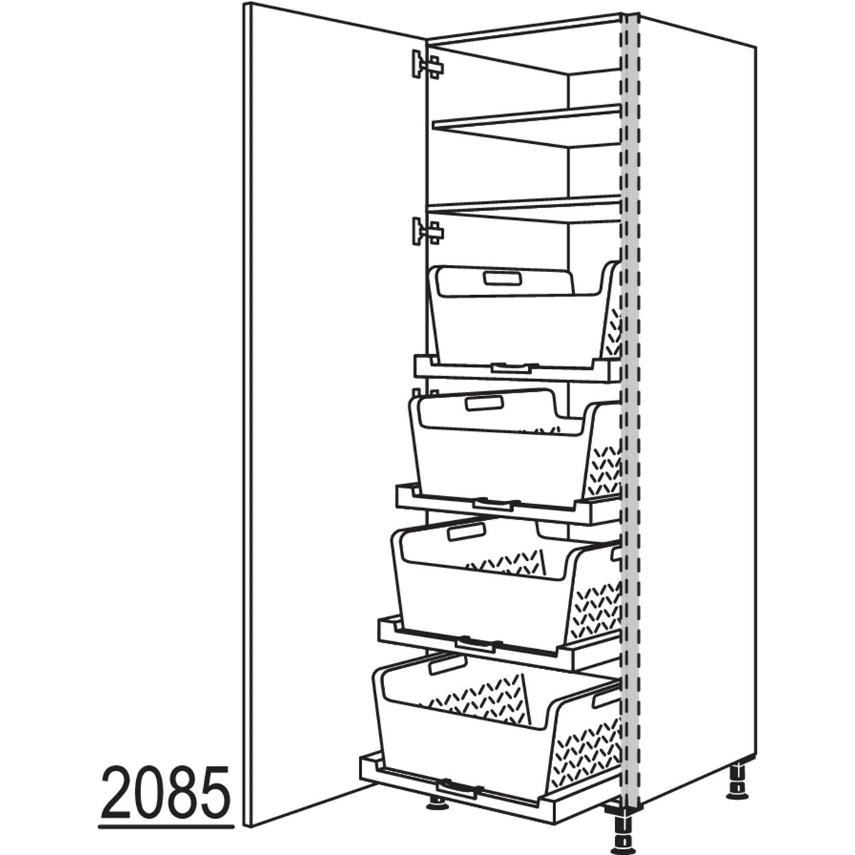 nobilia XL-Hochschrank mit Waeschekorb-Tablar Laundry-Area NHSWTABF60-1X 30310