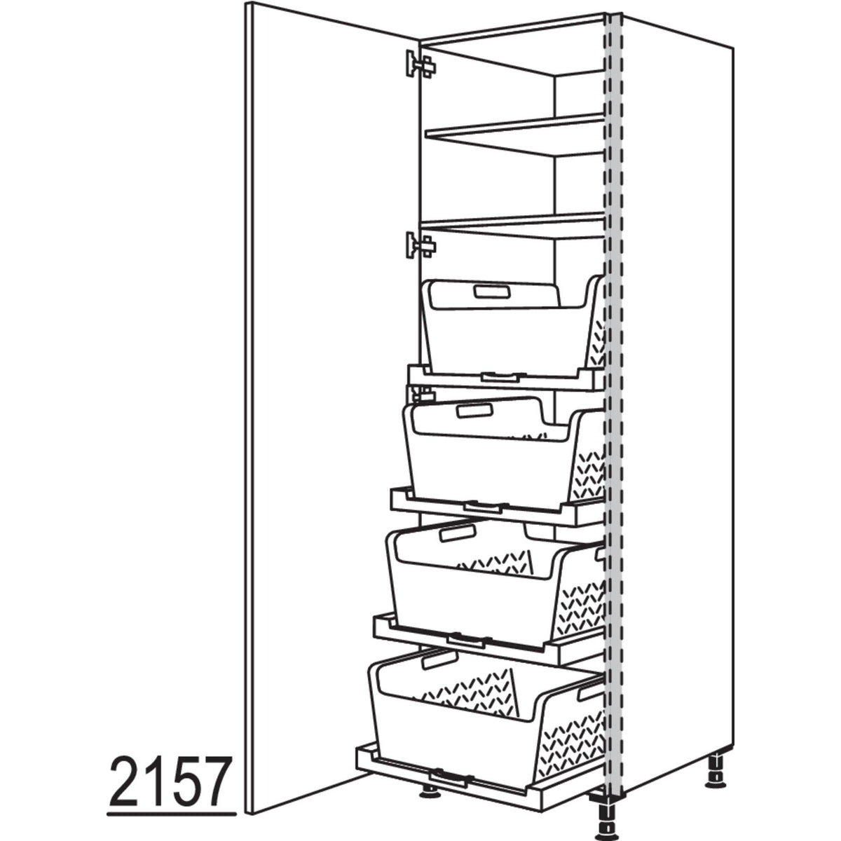 nobilia XL-Hochschrank mit Waeschekorb-Tablar Laundry-Area NHSWTABF60-2X 45950