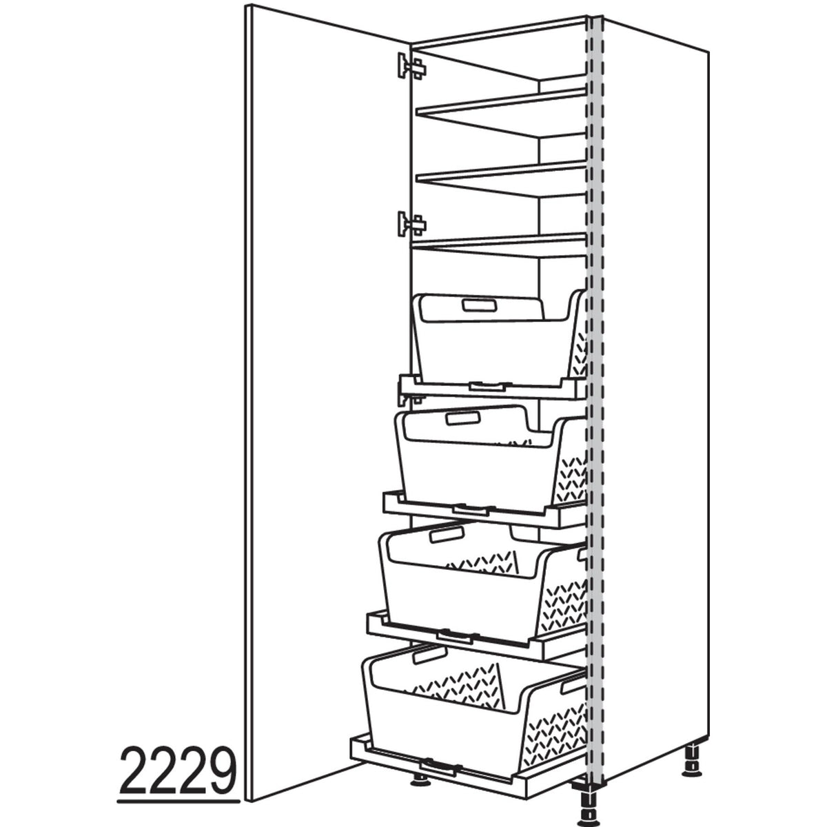 nobilia XL-Hochschrank mit Waeschekorb-Tablar Laundry-Area NHSWTABF60-3X 56945