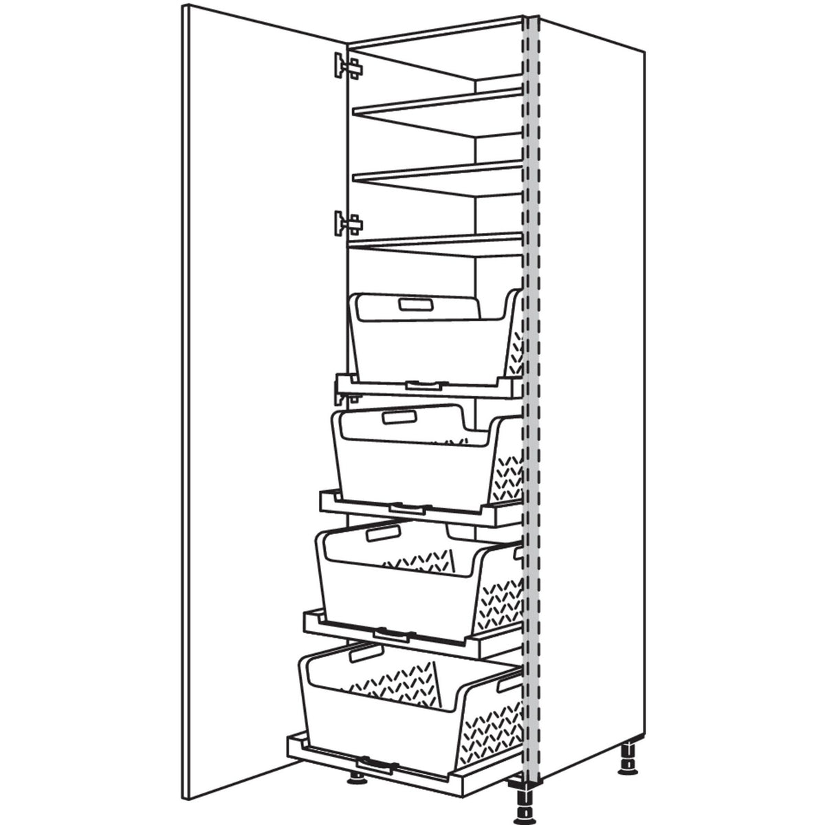 nobilia XL-Hochschrank mit Waeschekorb-Tablar Laundry-Area NHSWTABF60-3X 56945
