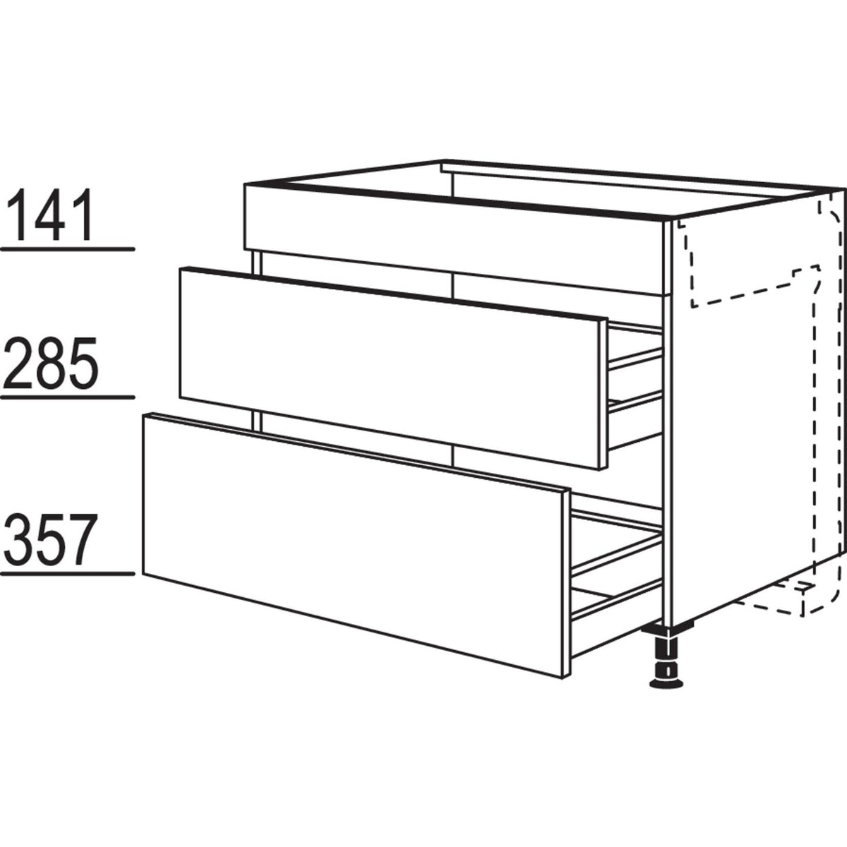 nobilia XL-Kochstellenschrank fuer Kochfeldabzug KM2A90-X 33375