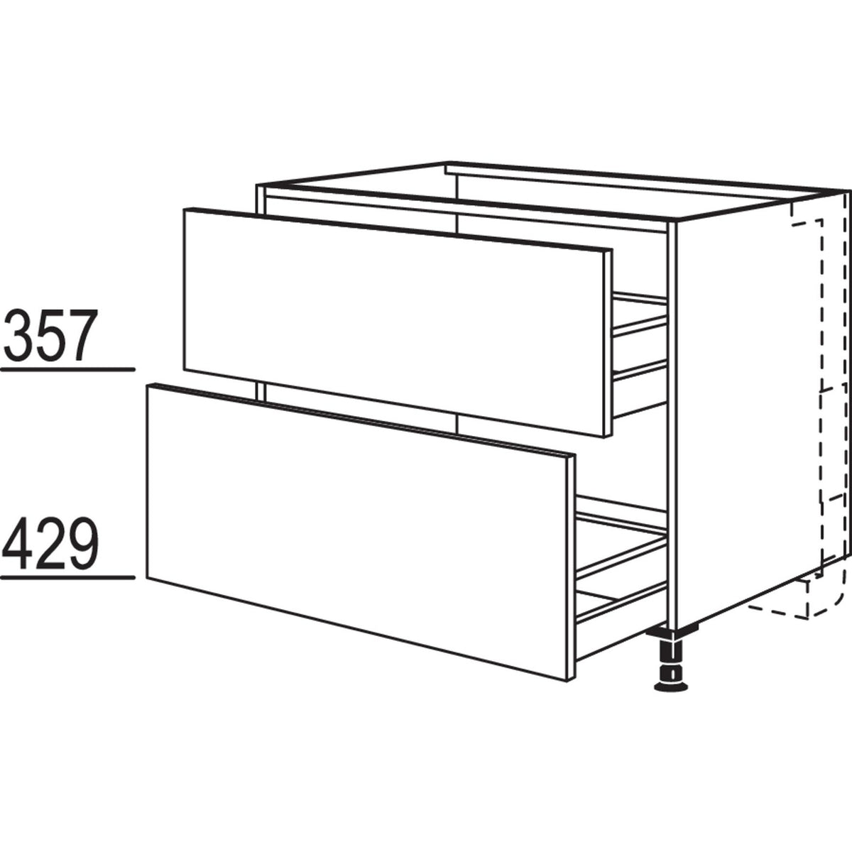 nobilia XL-Kochstellenschrank fuer Panorama-Kochfeldabzug mit vertikalem Motor KDMP2A90-X 35357