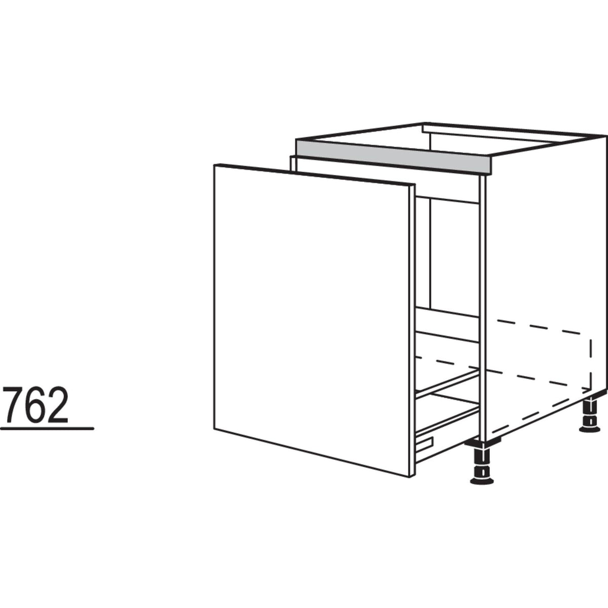 Nobilia XL-Spülenschrank für bauseitige Wertstoffbehälter- Systeme NSPUA-BW60-X 55296