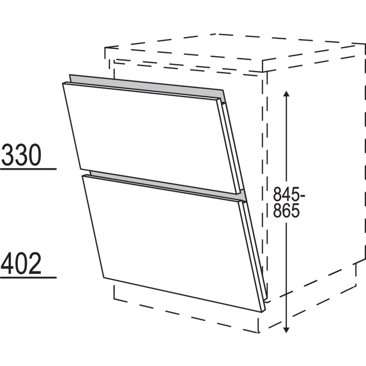 Nobilia XL-Tuerfront in geteilter Optik fuer vollintegerierten Geschirrspueler NGGSBT60-X 58869