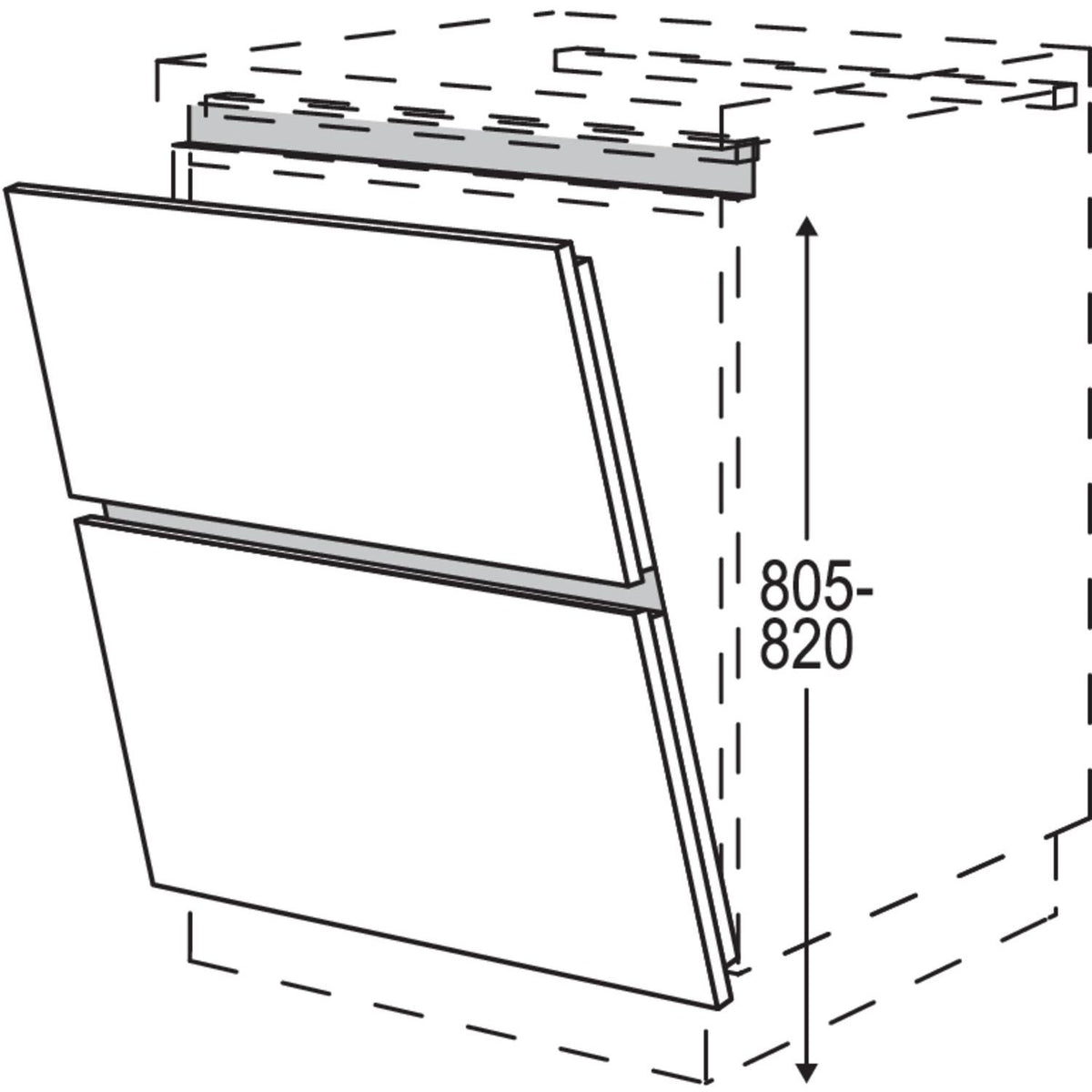 Nobilia XL-Tuerfront in geteilter Optik fuer vollintegrierte Unterbaugeraete NGSBT60-X 54869