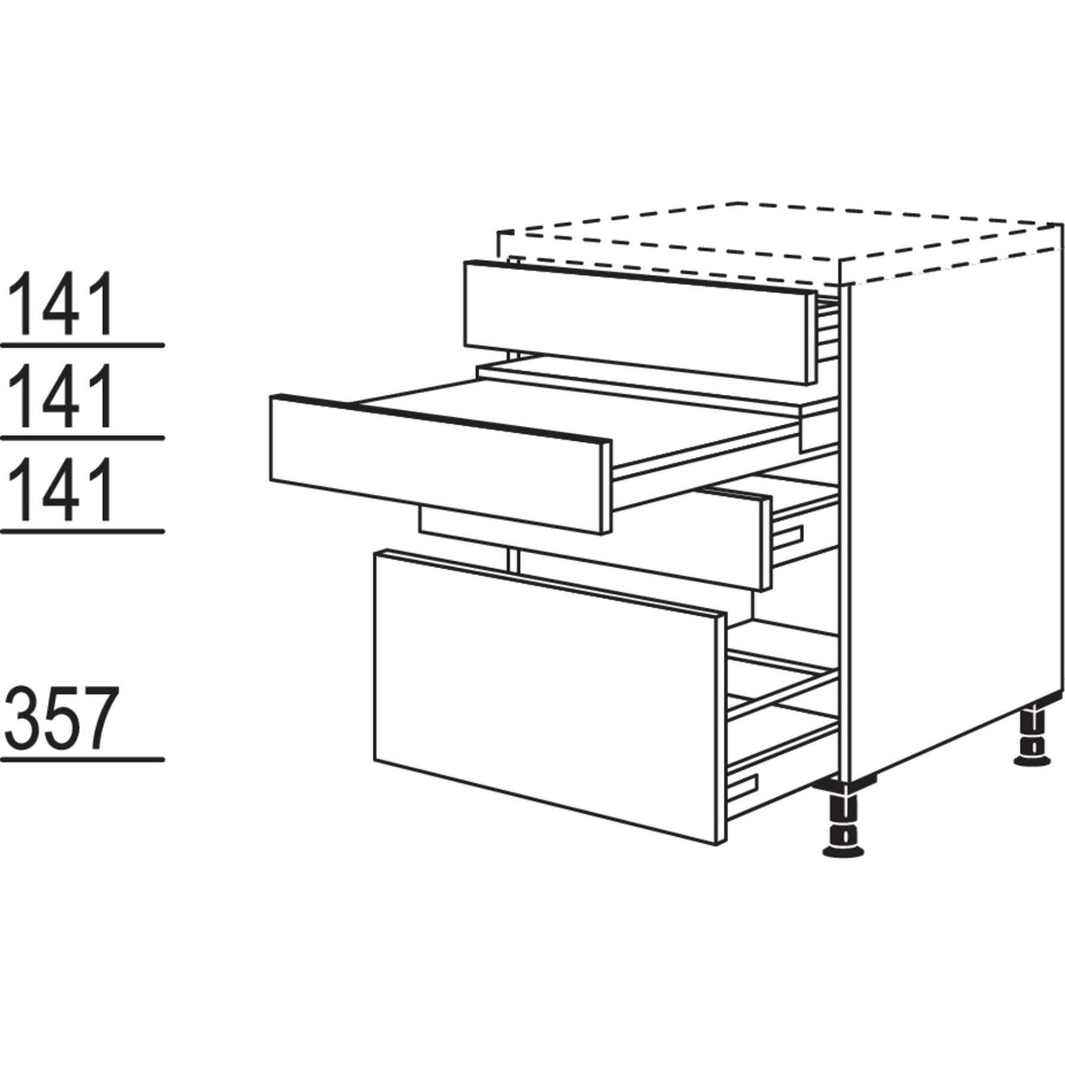 Nobilia XL-Unterschrank Ausziehtisch UTSA60-X 37146