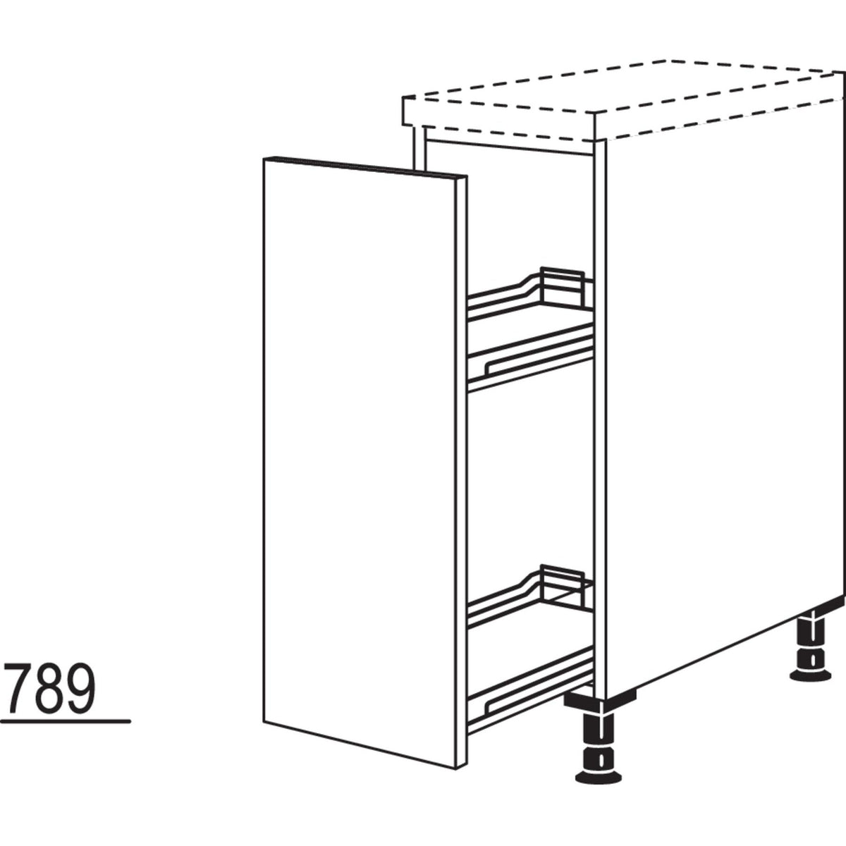 Nobilia XL-Unterschrank mit Apothekerauszug Junior UAJD30-X 37129