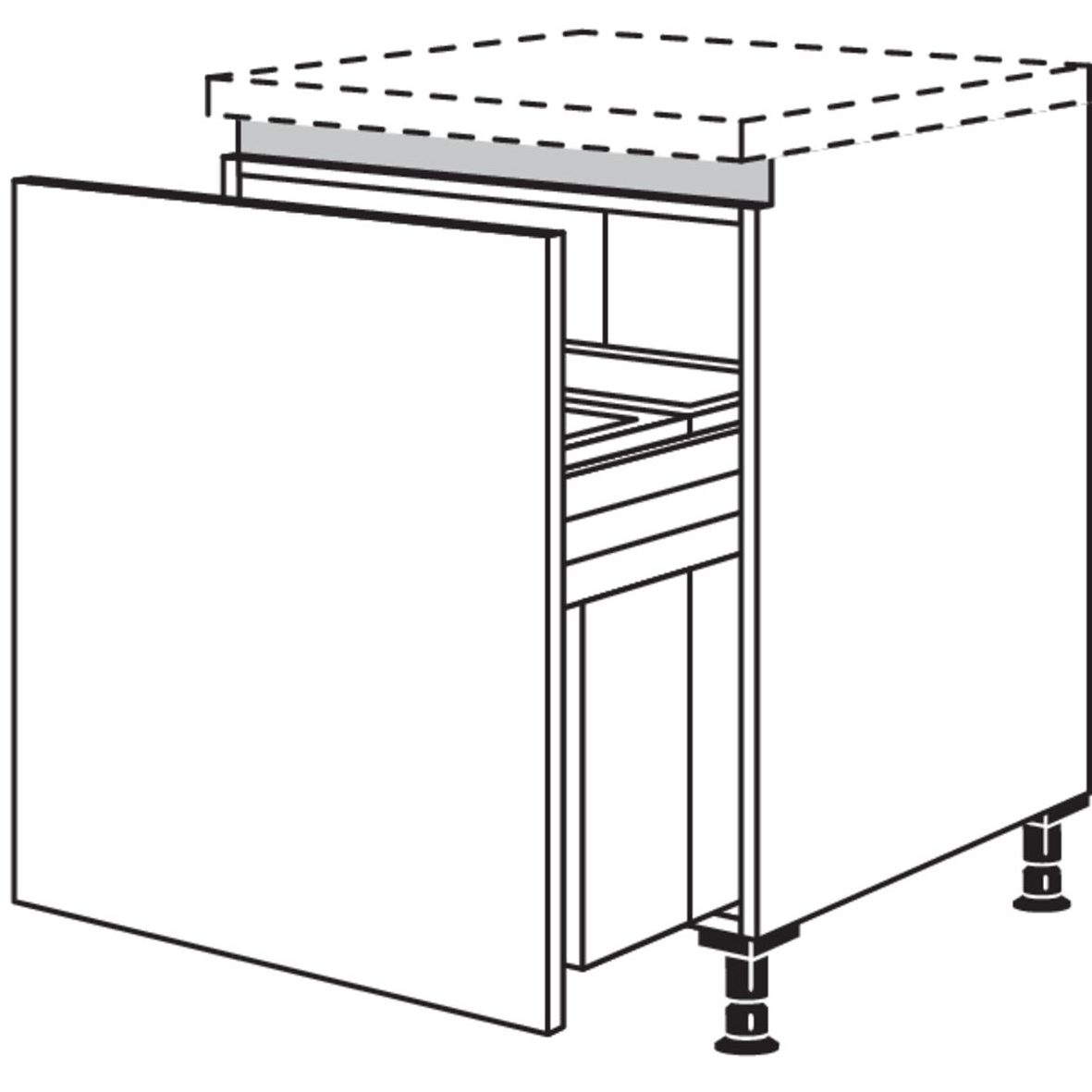 Nobilia XL-Unterschrank mit Muelltrennsystem Euro-Cargo NUASL-EC50-X 56472