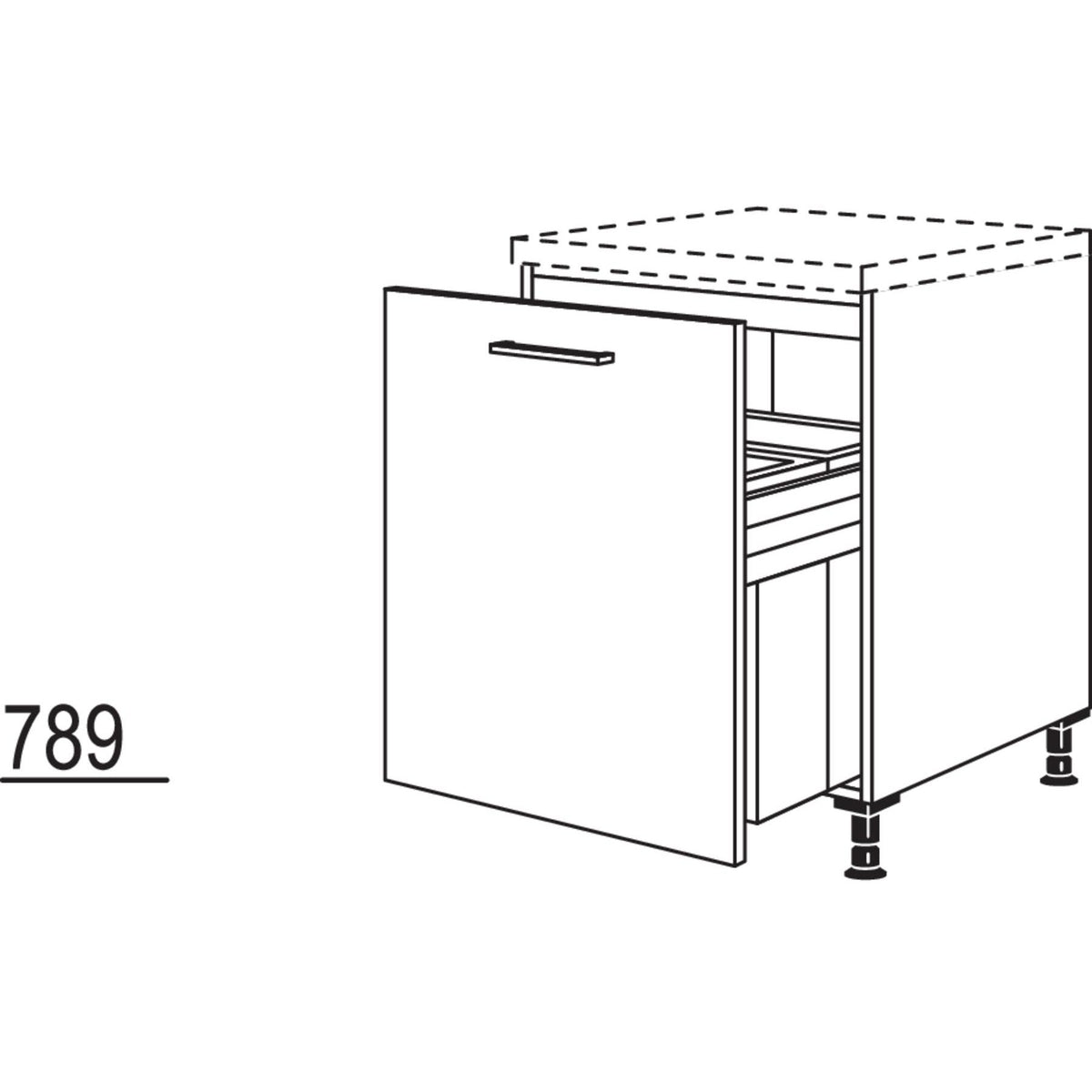 Nobilia XL-Unterschrank mit Mülltrennsystem Euro-Cargo UDASL-EC50-X 35472