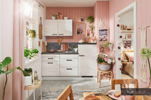 Pino Küche Beton Weißgrau 180 cm konfigurierbar E-Geräte-