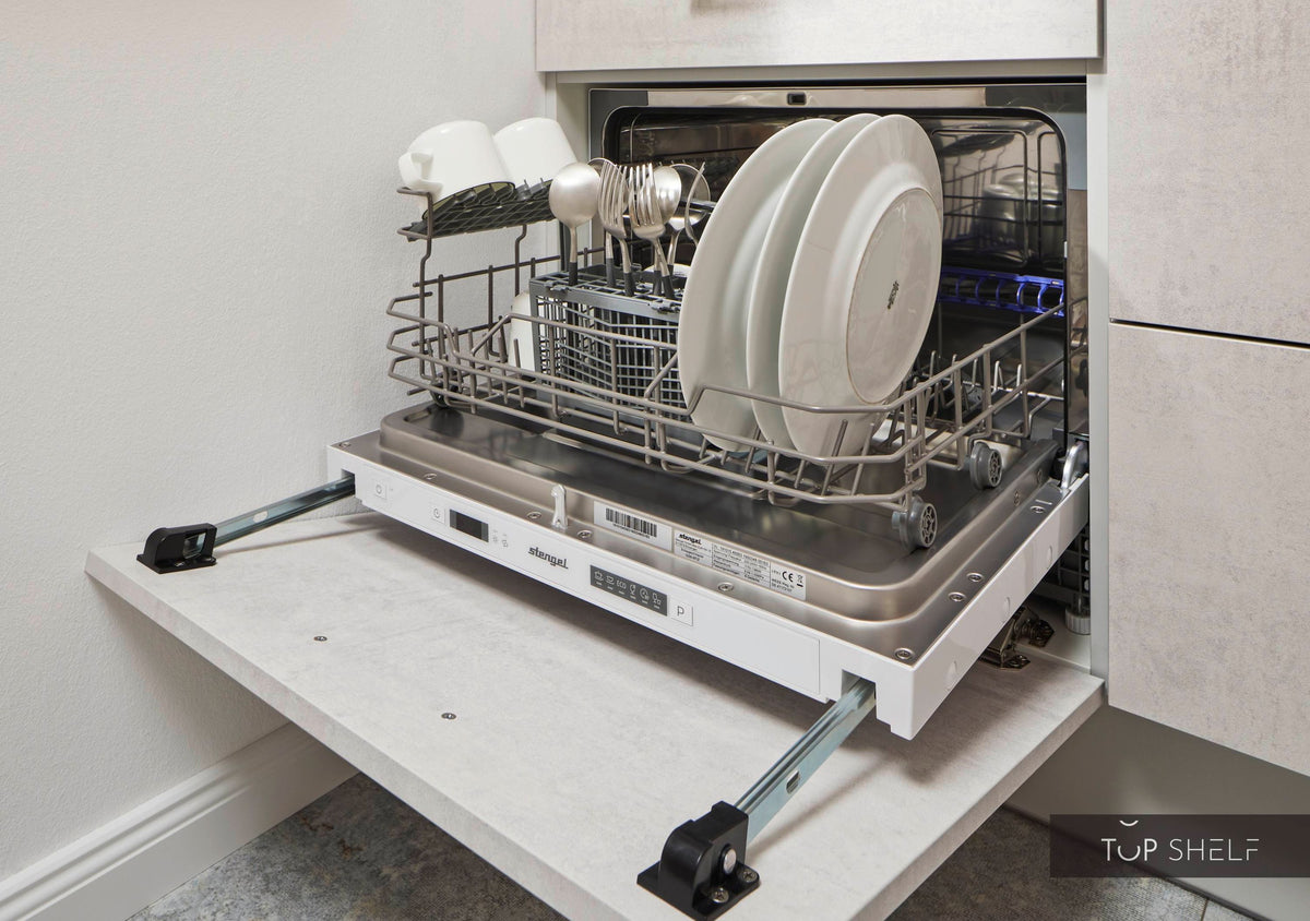 Pino Küche Beton Weißgrau 180cm 180cm Detail Geschirrspüler top-shelf.de-