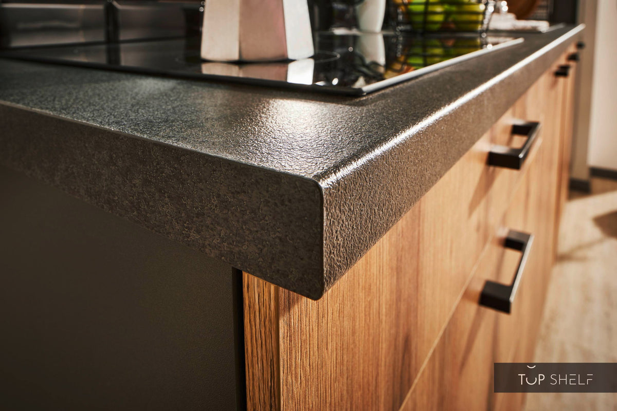 Pino Küche Evoke Eiche &amp; Grafit 260 cm Detail Arbeitsplatte top-shelf.de-