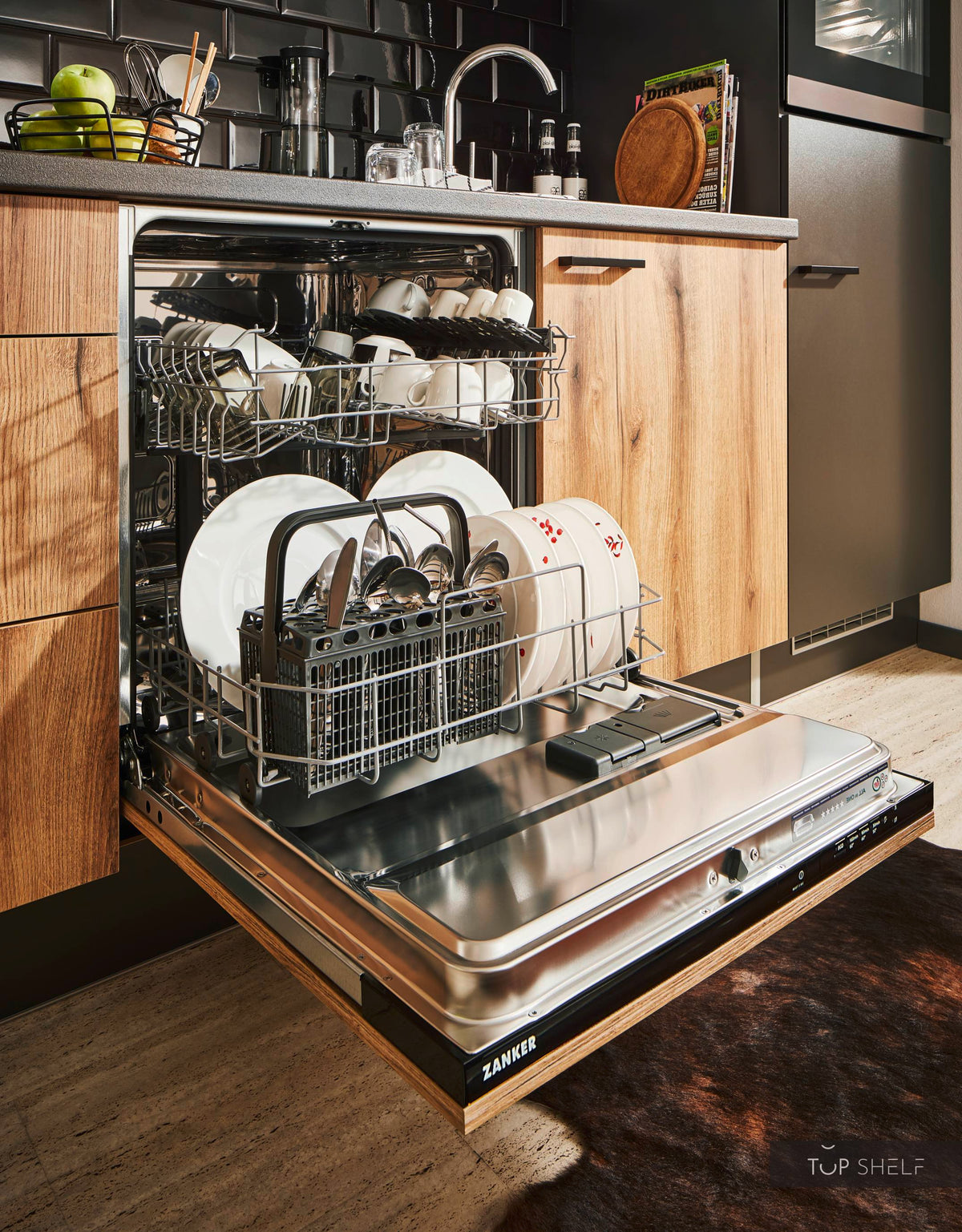 Pino Küche Evoke Eiche &amp; Grafit 260 cm Detail Geschirrspüler top-shelf.de-