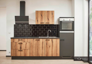 Pino Küche Evoke Eiche & Grafit 260 cm mit Nischenverkleidun top-shelf.de-