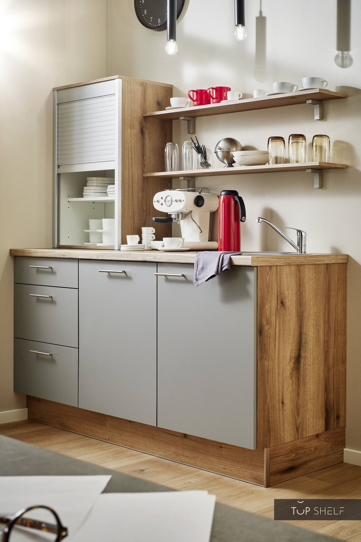 Pino Küche Küchenzeile Achatgrau 180cm konfigurierbar E-Geräte seitliche Ansicht-top-shelf.de