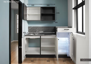 Pino Küche Küchenzeile Lichtgrau & Grafit 180cm  Küchenschränke mit Maßangaben top-shelf.de