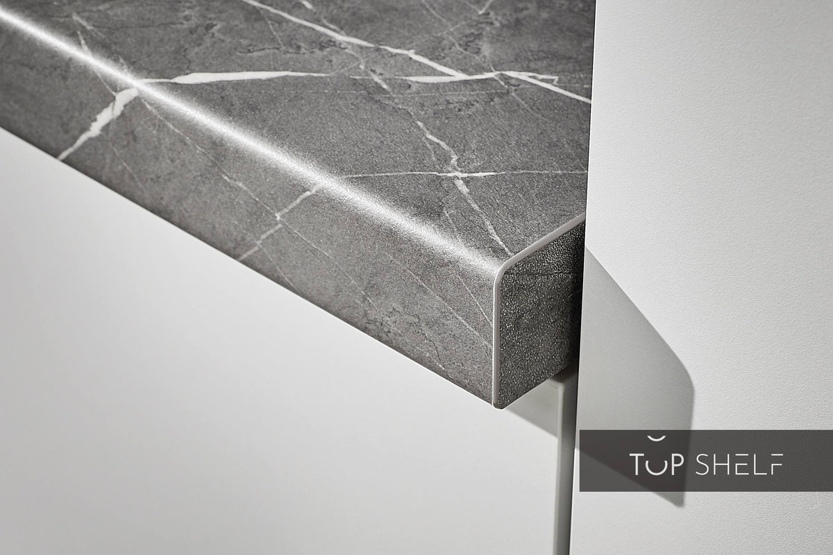 Pino Küche Küchenzeile Lichtgrau &amp; Grafit 180cm Detail Arbeitsplatte Pietra Grey Marmor top-shelf.de