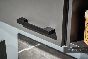 Pino Küche Küchenzeile Lichtgrau & Grafit 180cm Detailansicht Front Grafit & Griff top-shelf.de