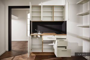 Pino Küche Küchenzeile Magnoliaweiß Hochglanz 150cm  Küchenschränke ohne Dekoration top-shelf.de