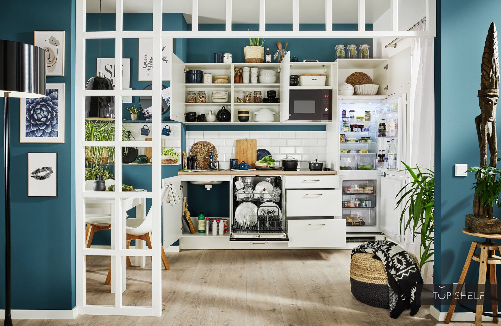 Pino Küche Küchenzeile Weiß 240cm konfigurierbar E-Geräte top-shelf.de