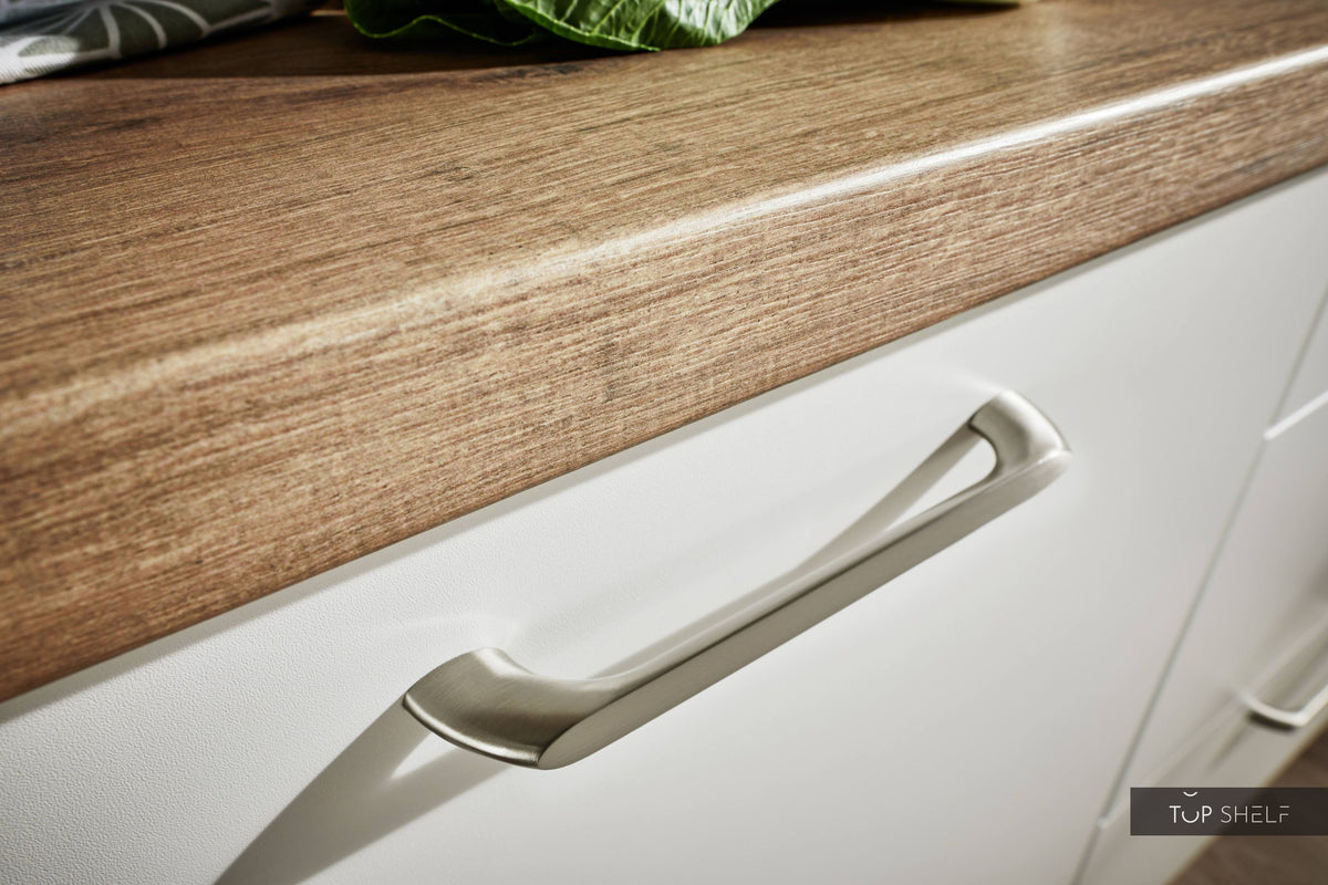 Pino Küche Küchenzeile Weiß 240cm konfigurierbar E-Geräte Detail Schubkasten top-shelf.de